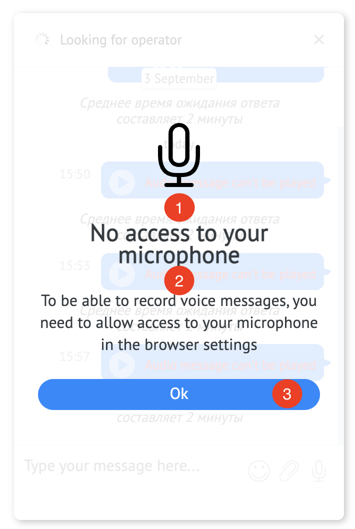 Microphone access warning